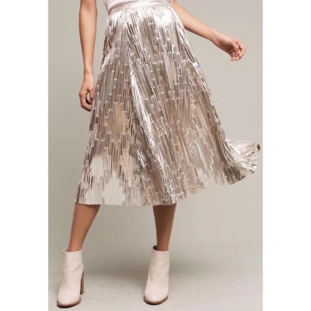 Anthropologie NWOT Maeve Eclat Metallic Skirt